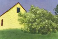 Yellow House, Tree with White Flowers
