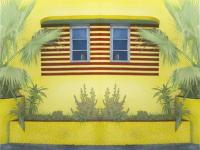 Two Windows, Palms, Yellow Wall