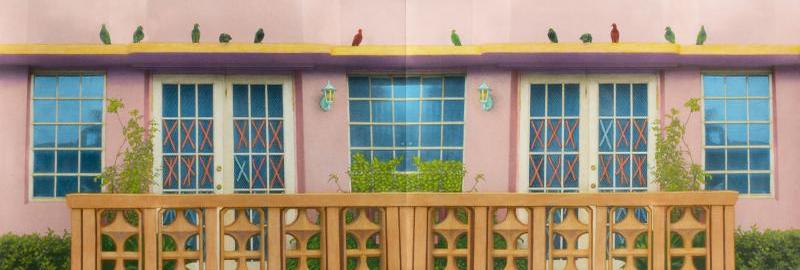 Birds and Pink Building, Miami Beach (diptych)