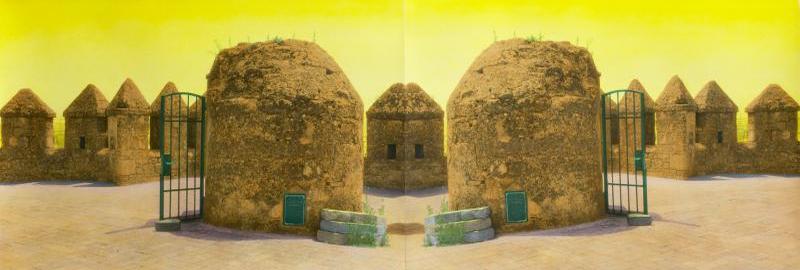 Monastery Roof, Two Mounds, Spain (diptych)